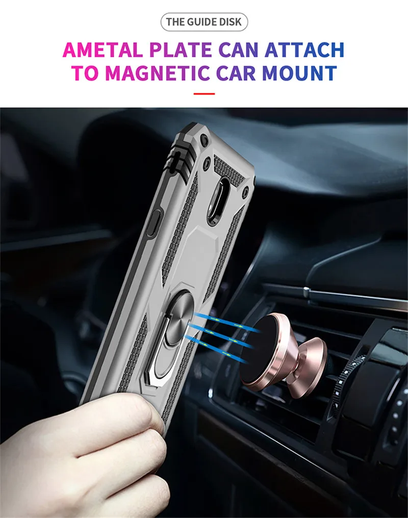 For Samsung Galaxy J3 J4 J6 Prime A8 A7 A6 A9 2018 Car Magnetic Ring Armor Phone Case For J7 J5 Pro 2017 J2 Core Stand Cover