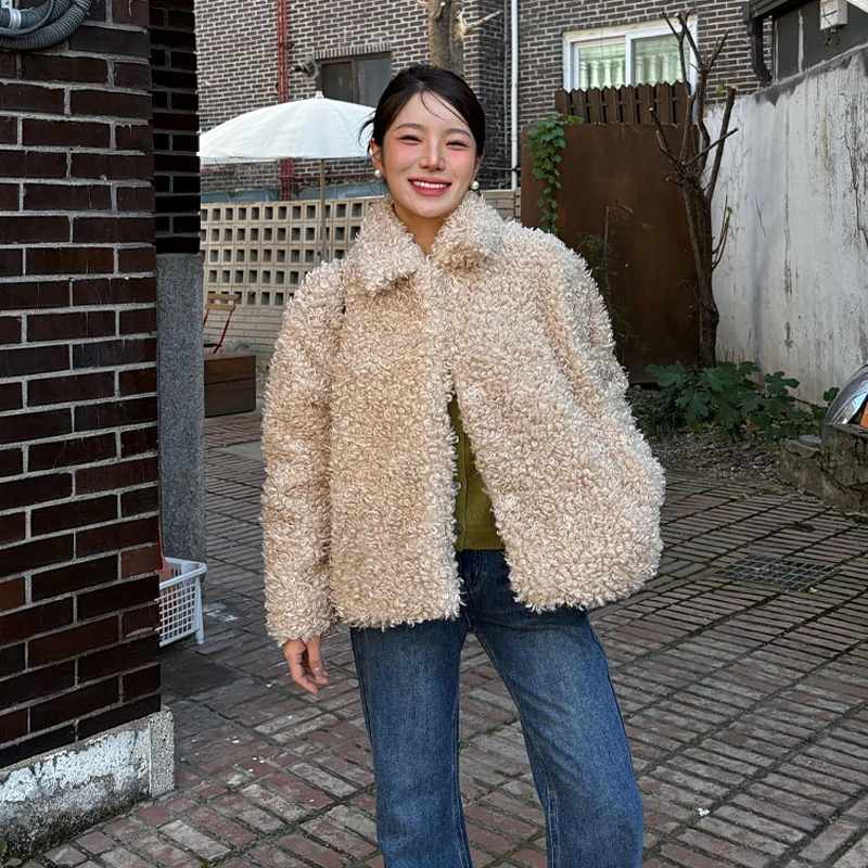 Manteau chaud coréen en fausse fourrure pour femme, vêtement d'extérieur en coton Jaet, grand manteau d'hiver Faion Circle Plu Aosphere Sense