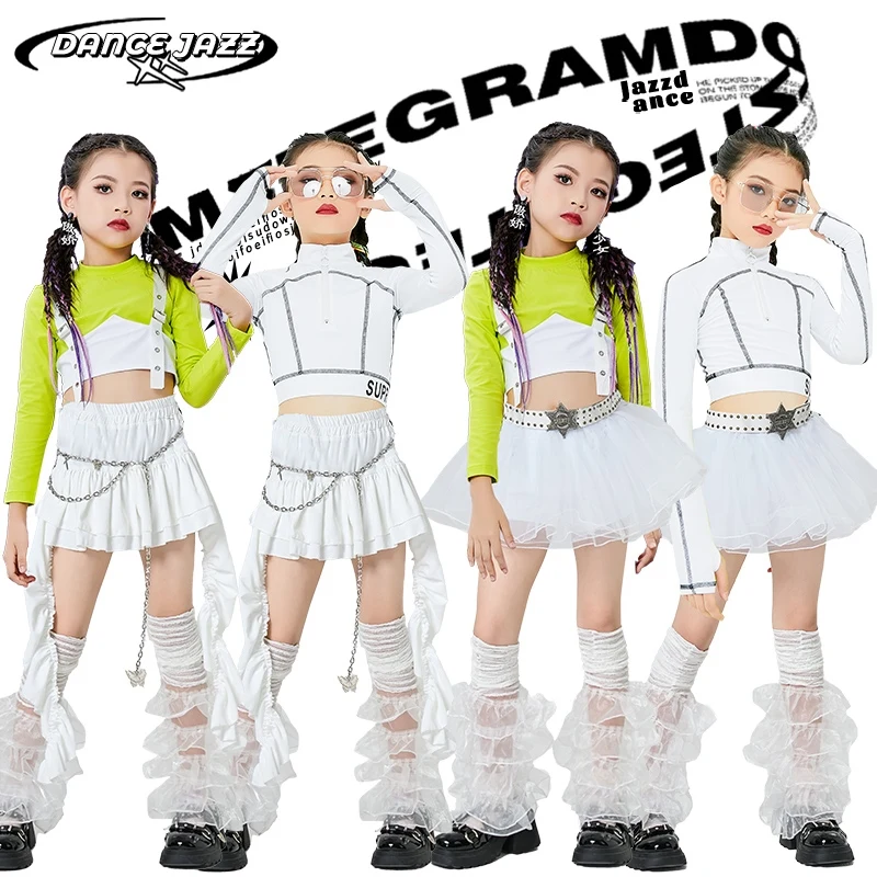 

Новая детская танцевальная одежда в стиле хип-хоп, уличная одежда, костюмы для джазовых танцев для девочек, групповая одежда Kpop, костюмы для выступлений на сцене, XS9869