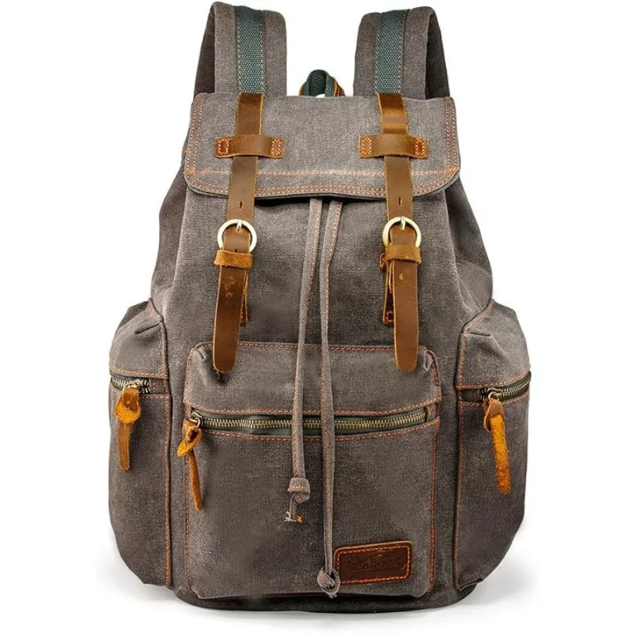 

Vintage Canvas Backpack, Casual Daypack Backpacks for Men Women, 15inch Laptop Bag Travel Hiking Camping Rucksack