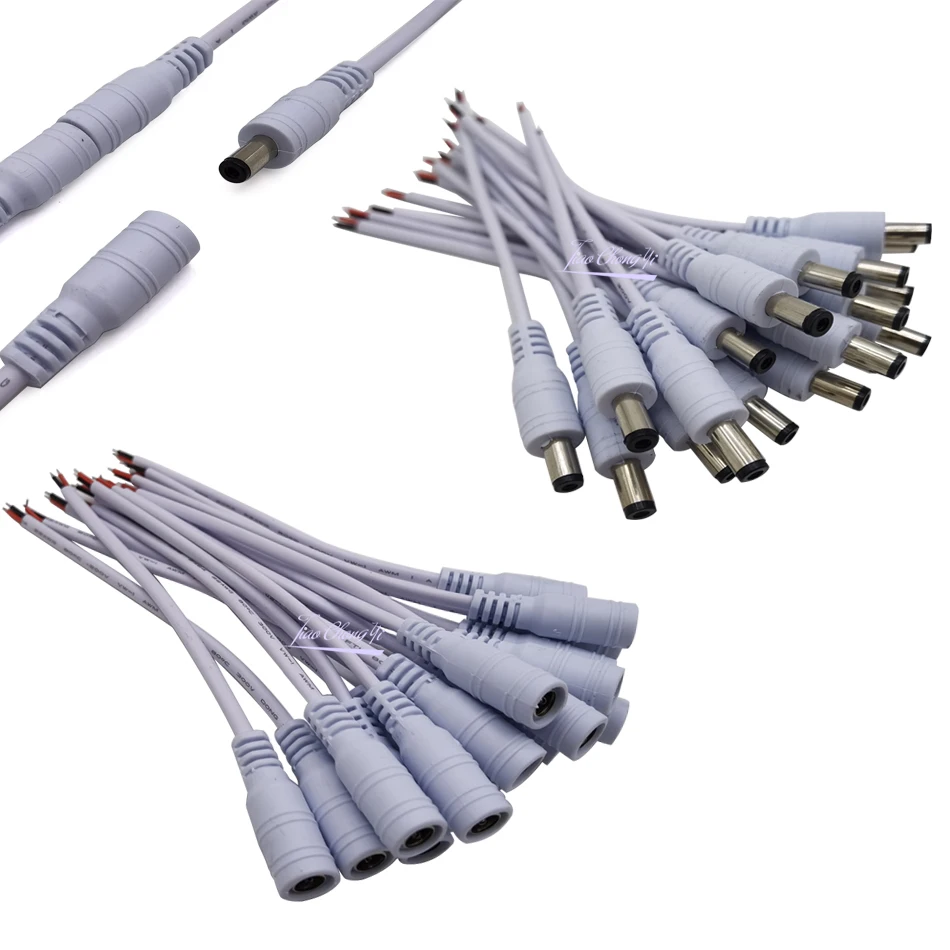 2.1x5.5mm 22AWG męskie złącze żeńskie wtyczka kabel zasilający przewód do kamery wideo CCTV bezpieczeństwo 12v przedłużacz Adapter wtyczki
