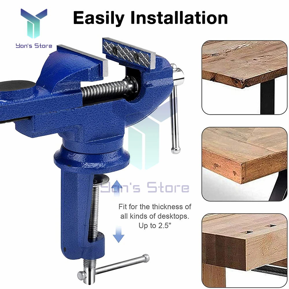 Mini Vise Aluminum Alloy Durable Multifunctional Small Table Clip Woodworking Tools 360° Rotating Universal small Fixed Vise