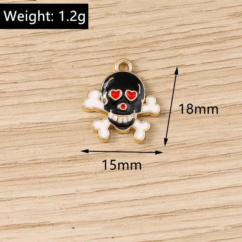 Tusember 20 Stück Emaille-Hexenhut-Katzen-Schädel-Fledermaus-Spinnen-Charm-Anhänger für Halsketten, Ohrringe, DIY-Armbänder, Halloween-Schmuckherstellung – Detail 16