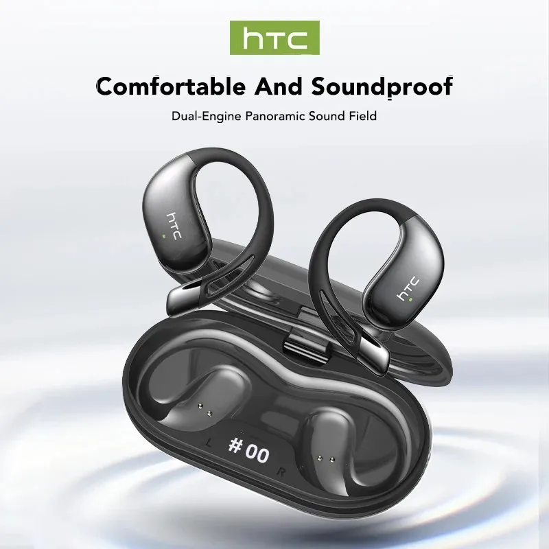 HTC NE57 auriculares Bluetooth AI deportivos auriculares inalámbricos ruido AI traductor auriculares HD Bass ganchos para las orejas ultrafinos pantalla de alimentación