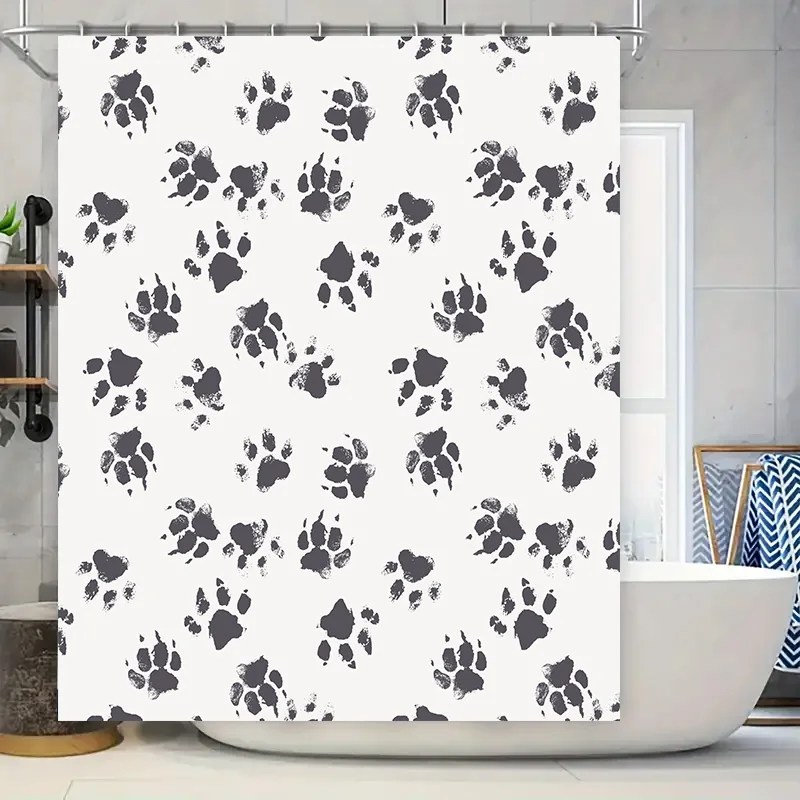 

Белая занавеска для душа с цветочным принтом и рисунком лапы, современный декоративный водонепроницаемый коврик для ванной, чехол для дома, аксессуары для ванной комнаты Bla