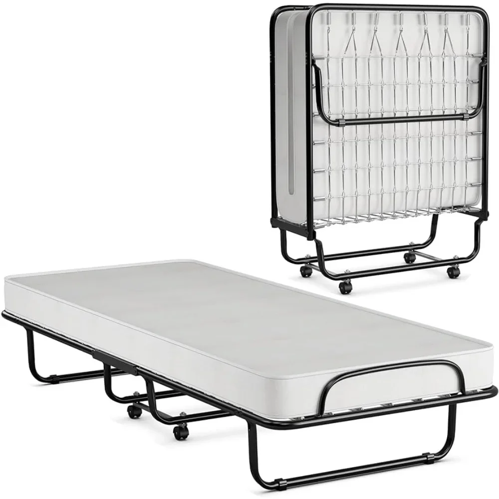 Lit roulant pliable avec matelas en mousse à mémoire de forme pour adultes, fabriqué en Italie, sans fret, meubles de chambre à coucher, maison