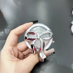 INS Korean Cute Silver Bowknot Mobile Phone Grip Magsafe Holder Case For iPhone 16  Ring Finger Expanding Stand