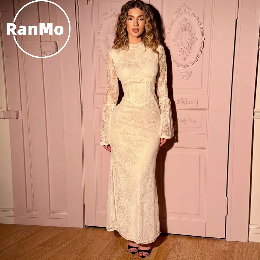 

Изысканное свадебное платье Ranmo цвета слоновой кости, кружевное, фасон «русалка», длиной до щиколотки, с длинными рукавами, на заказ, 2026 Vestidos De Novia