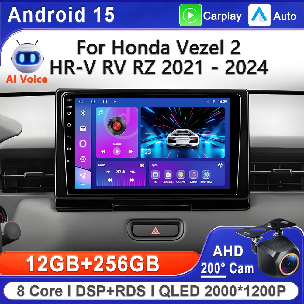 

Android 15 2K Screen For Honda HR-V RV RZ 2021 - 2014 Stereo Head Unit GPS Navigation High-performance CPU Screen Multimedia