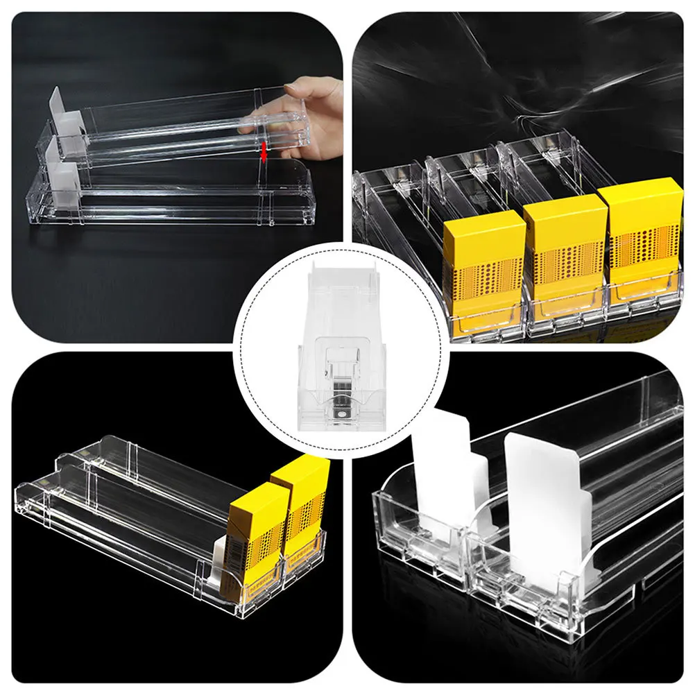

4pcs Automatic Cigarette Pusher Rack Transparent Display Stand For Store Counter Practical Organizer Space Saving Auto Dispenser