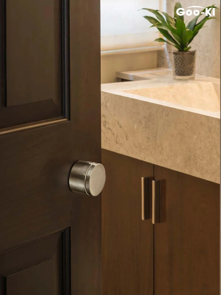 Imagem -04 - Goo-ki-cross Knurled Lock Knob Indoor Lock Grupo Privacidade Silver Locktoilet Porta Rotable Botão Mute para Quarto