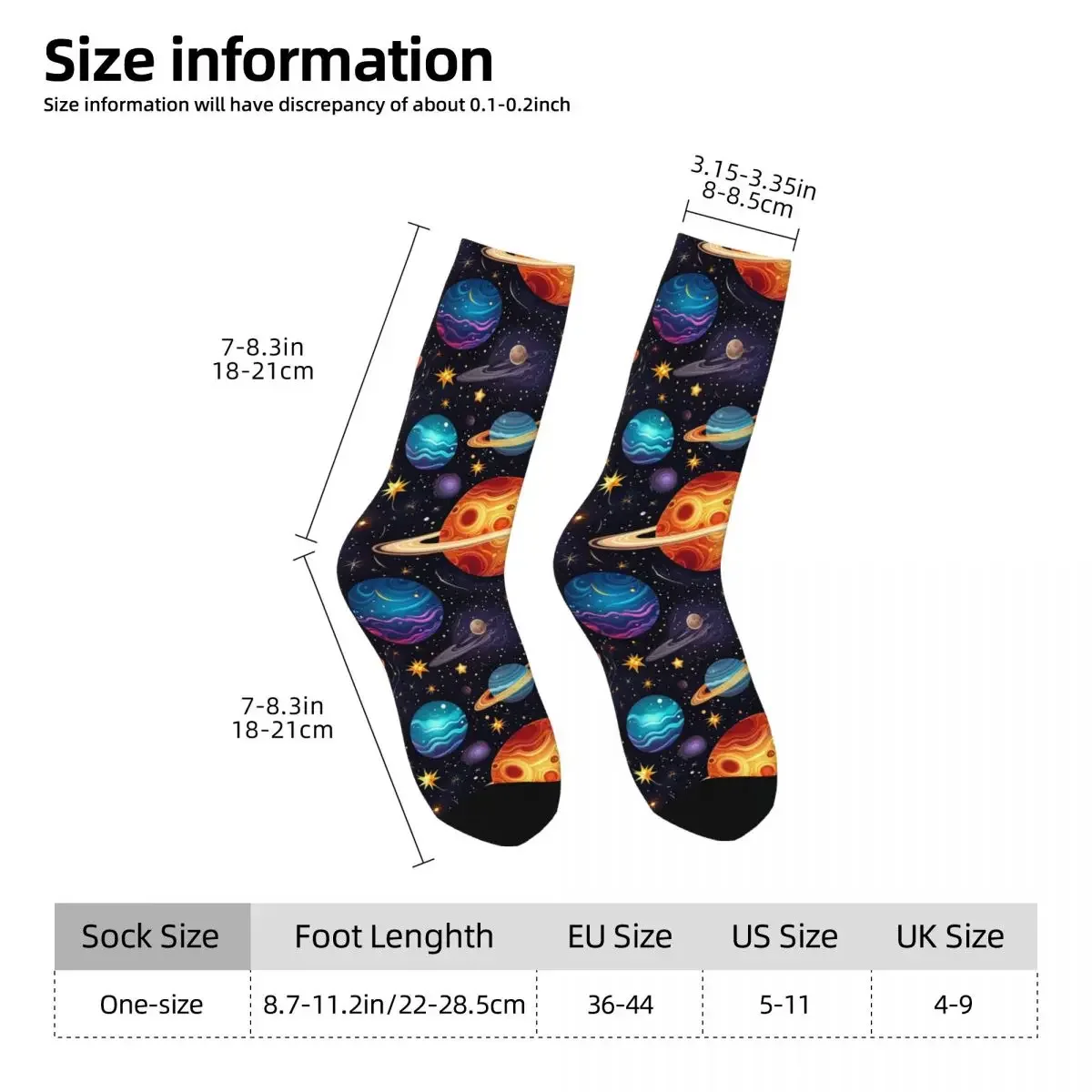 Kaus Kaki Desain Pola Galaksi Planet Warna-warni Stoking Super Lembut Harajuku Kaus Kaki Panjang Sepanjang Musim untuk Hadiah Ulang Tahun Pria Wanita