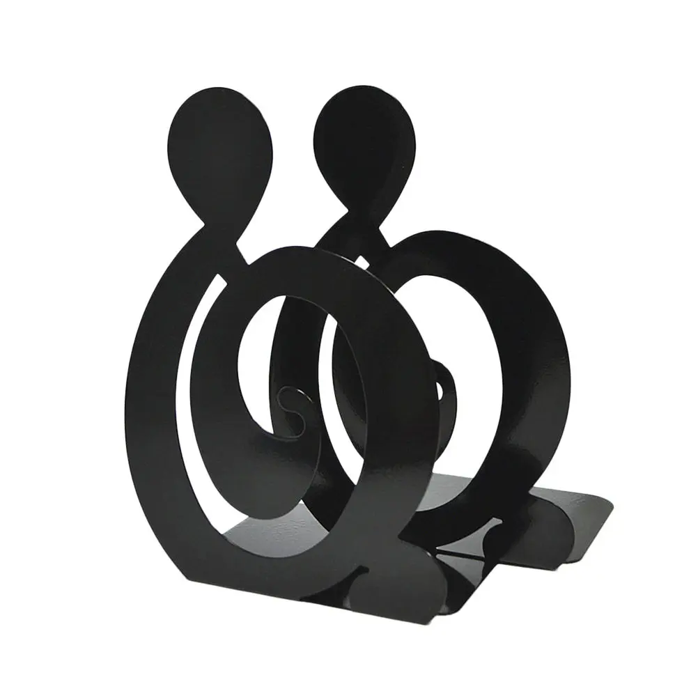 Music Note Shaped Bookends Metal Desktop Shelf Organizer Modern Design Non Skid Feet for Books Magazines Dvds Files Home Office