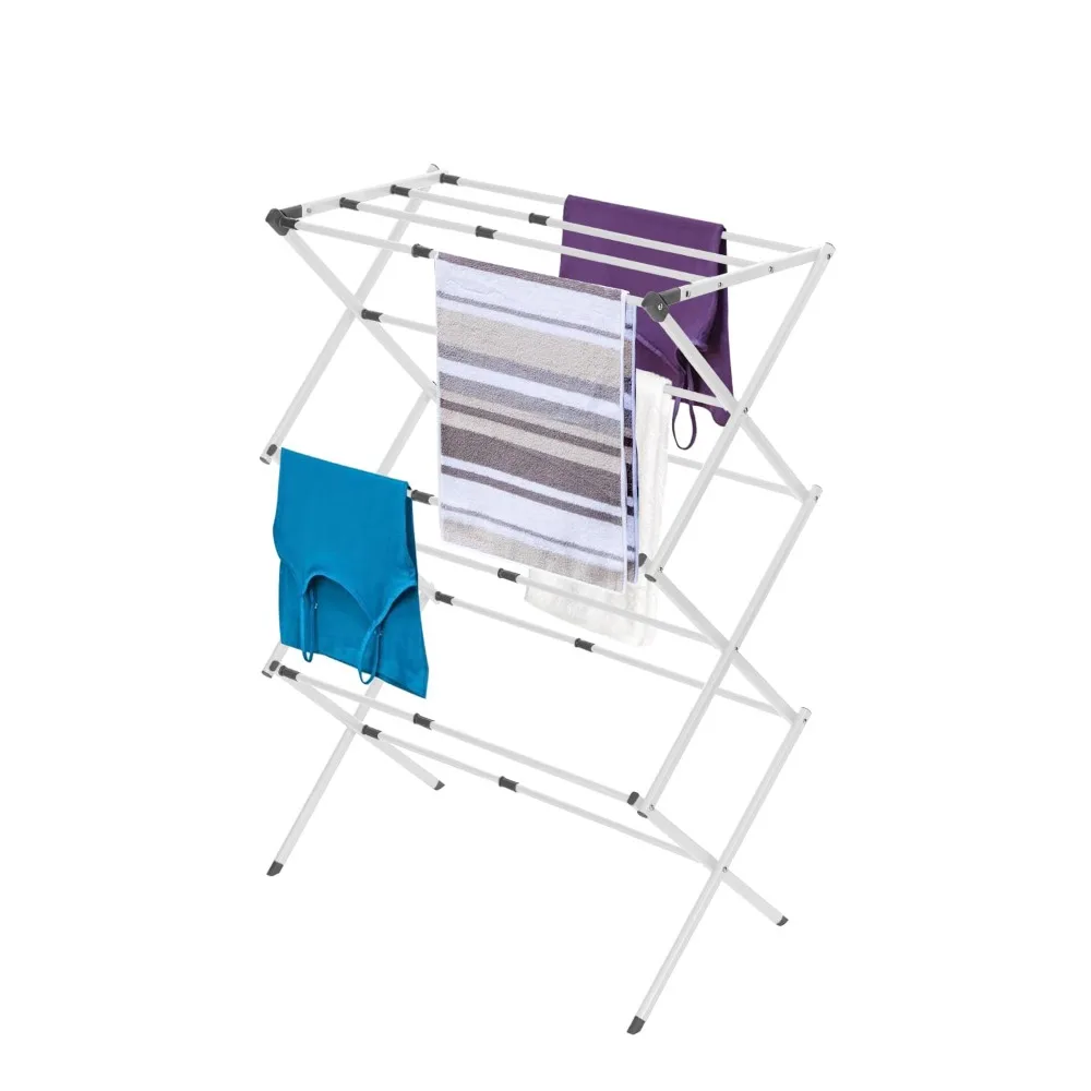 

3-Tier Laundry Rack Antirust Lightweight Metal Clothes Rack Expandable Collapsing Floor Drying Pole Air Dry Laundry