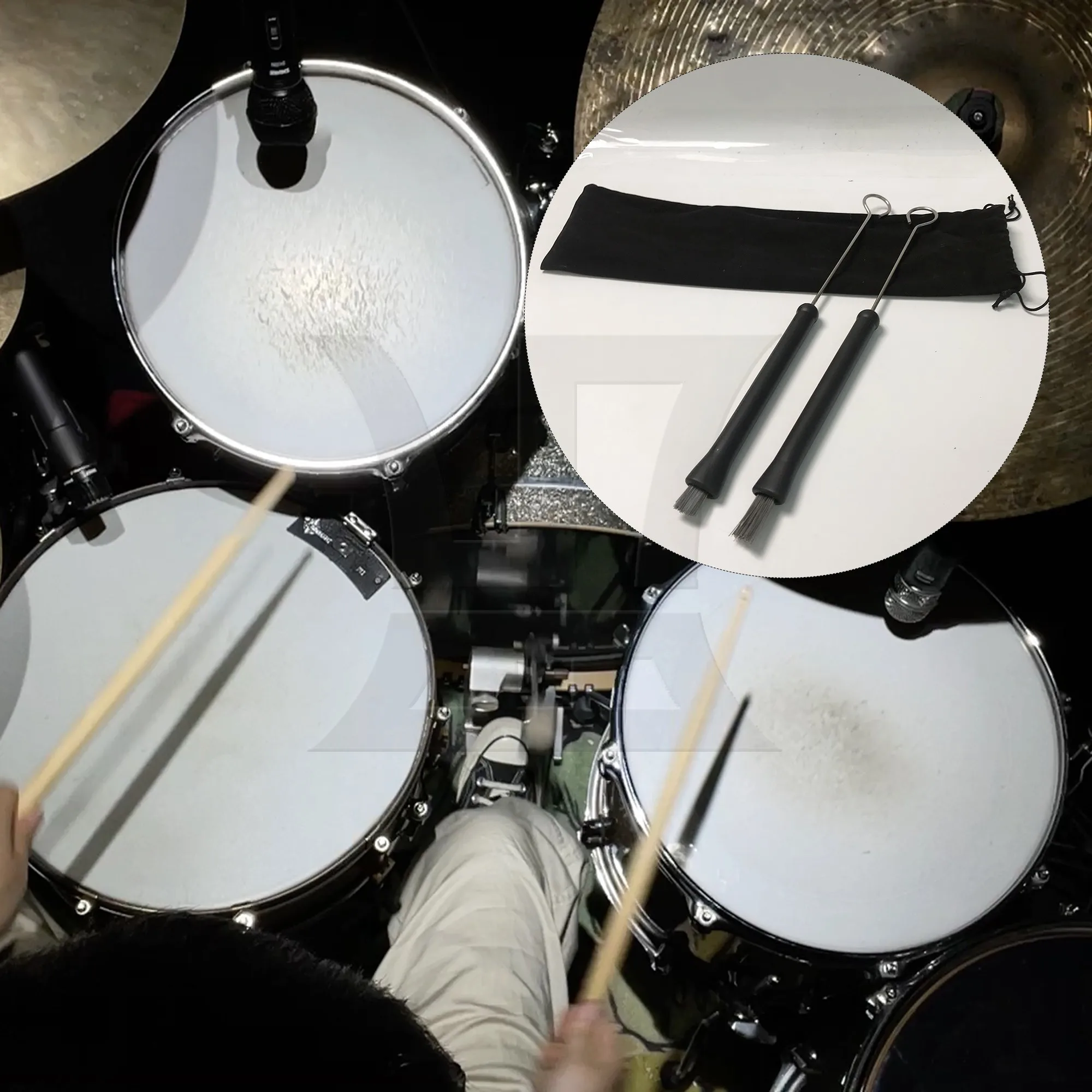 

Yibuy 1 Set Drum Wire Brush With Velvet Bag Black for Band Playing Drummer Practice