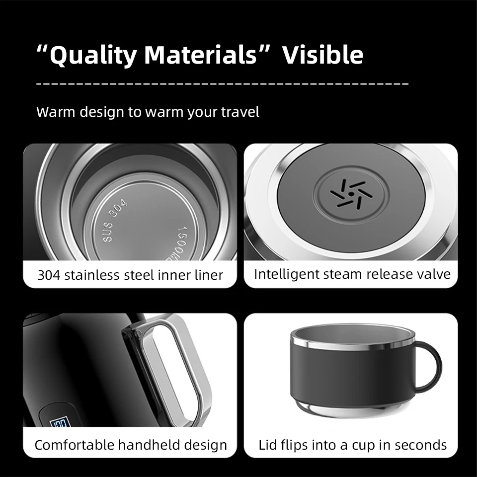 12V 24V Car Kettle Electric Water Boiler Portable Travel Mug Warmer Cup Truck Auto Vehicle Coffee Tea Maker Stainless Steel