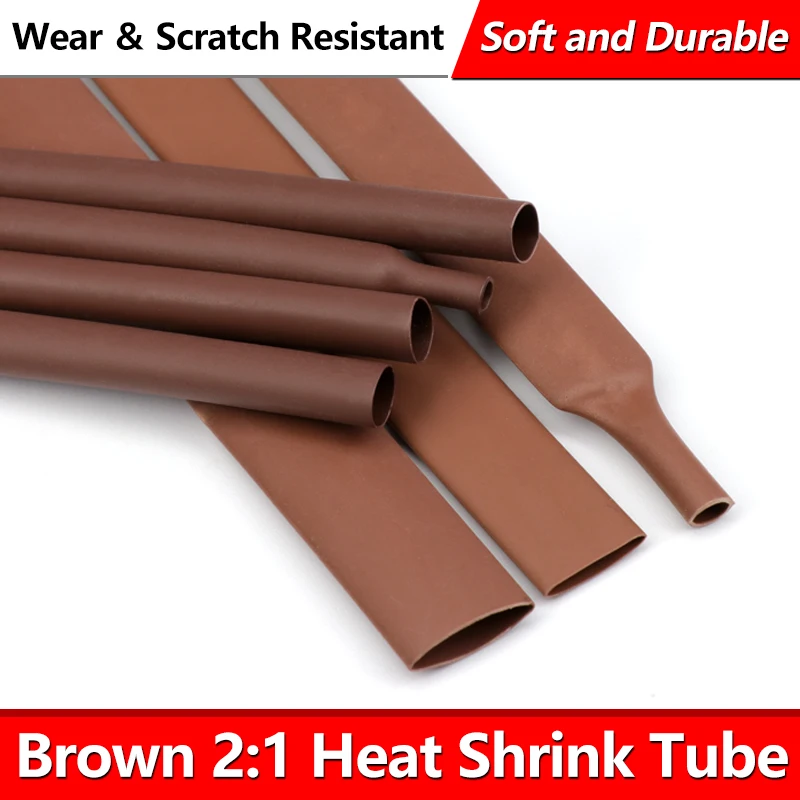 1~10M Brown 2:1 Shrink Ratio Heat Shrink Tube Diameter 1~50mm Insulated Cable Protecctor Connector Sleeving DIY Wrap Wire