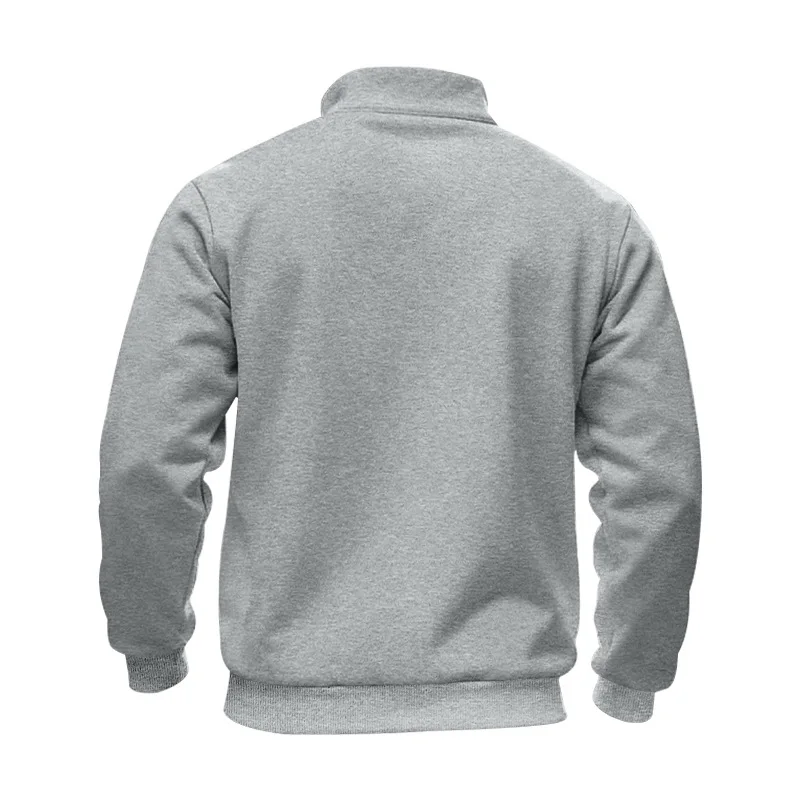 Grenzübergreifender Herbst- und Winter-Samt-Pullover für Herren, locker geschnitten, im Retro-Stil, lässig, mit Stehkragen, halbem Reißverschluss und Taschen für Pendler. – Detail 35