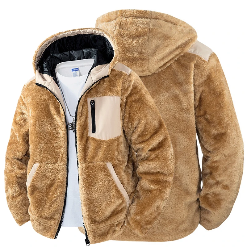 

Winter Men's Fleece Jacket Hooded Casual Zipper Coat Warm Thickened Outdoor Sports Wear Windproof Hoodies For Men Plus S-XL