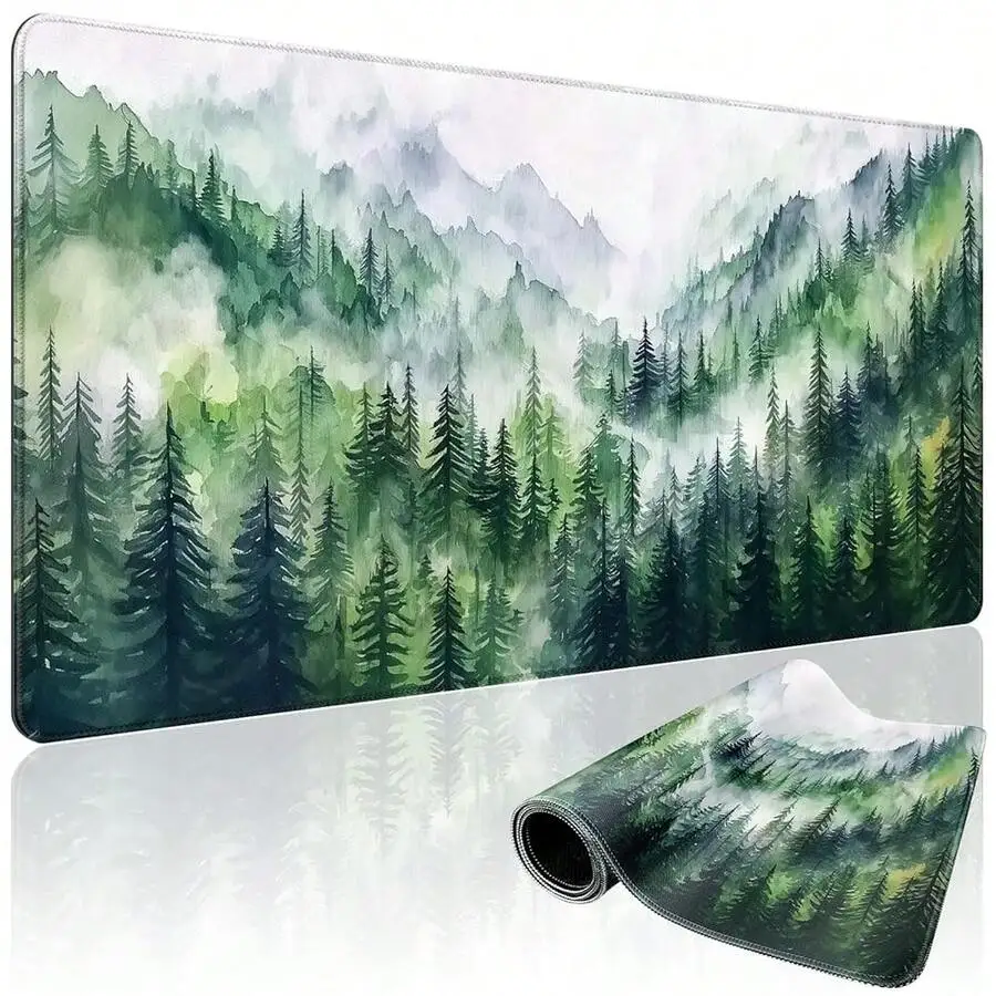 Large Floral Gaming Pad 31.5x15.7 Inch Aesthetic Desk Mat Non-Slip Rubber Base Stitched Edges