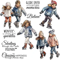 Mangocraft Playing Skating Kid In Winter Days Clear Stamps DIY Scrapbooking Supplies Silicone Stamp For Card Making Albums Decor