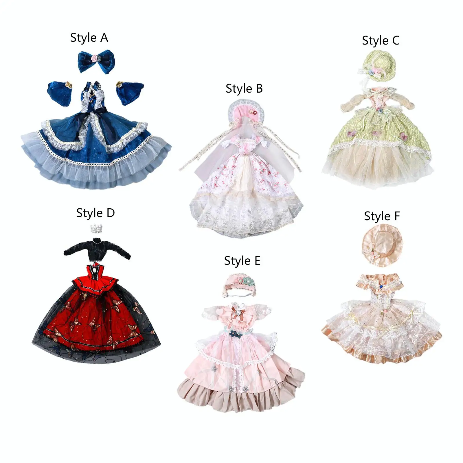 Vestido para muñeca BJD 1/3, muñeca femenina de 24 pulgadas, vestido estilo palaciego, vestido de fiesta, muñeca