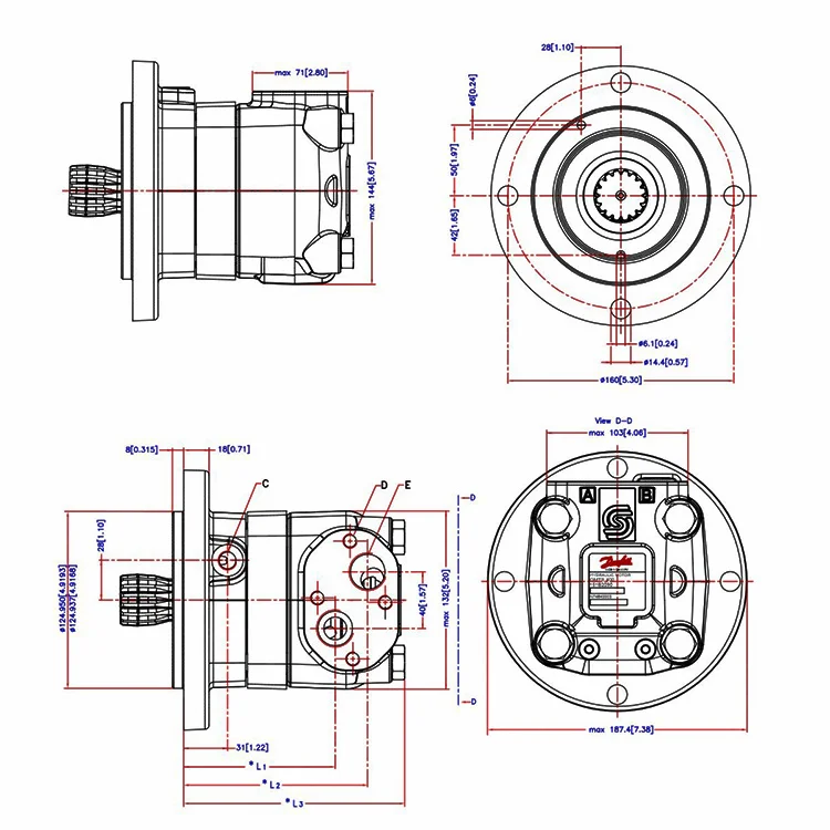 Para piezas de maquinaria de carretera Sany B 220501000150   Motor gerotor hidráulico 151B3038 OMTS 250 para SANY Paver