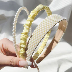 Diademas de tela a la moda para mujer, tocado, diadema de perlas, diadema para niña, Aro para el pelo, accesorios para el cabello, regalo para la cabeza, 3 unidades por juego