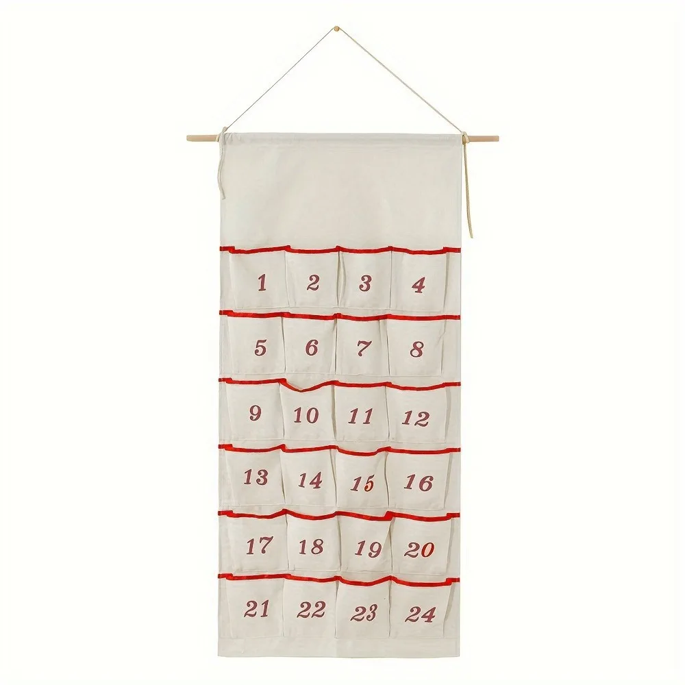 With 24 Pockets Christmas Wall Hanging Storage Pouch Space-saving Good Load-bearing Christmas Countdown Calendar DIY Numbered