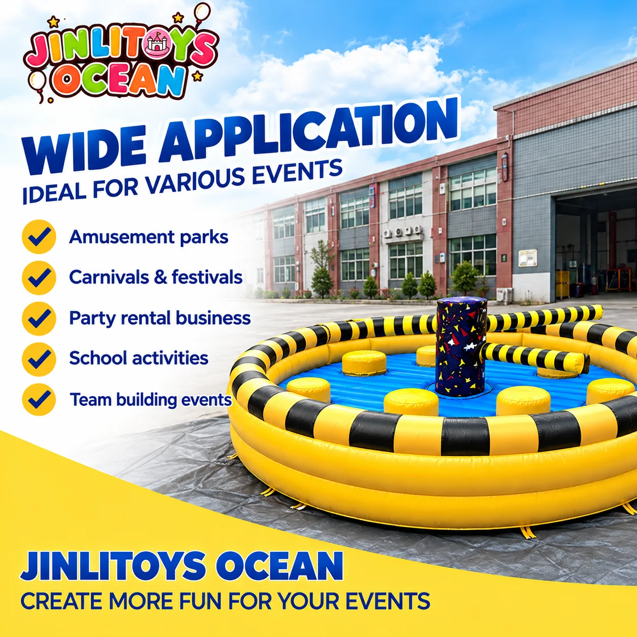 Mall atrium inflatable rotating sweeper: Multiplayer dodge challenge with heavy-duty PVC air cushion