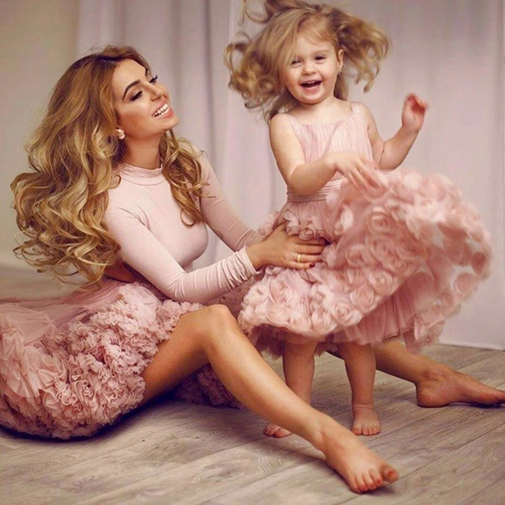 Blush Pink Mother And Daughter Evening Pageant Dresses For Weddings 2022 Women Formal Party Night Luxury Prom Gowns Robe De Gala