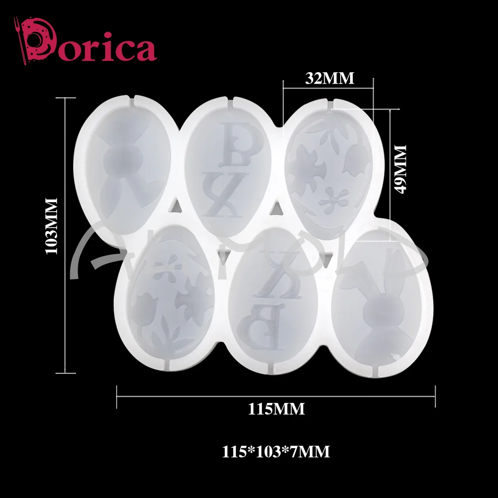 Dorica Bunny Pattern Easter Eggs Silicone Epoxy Mold Chocolate Lollipop Baking Mould Cake Decorating Tools Kitchen Accessories