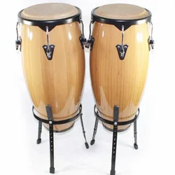 10/11/12 Inch Orff Buffalo Leather Conga Drum Tambourine with Stand Stage Performance Professional Percussion Instrument