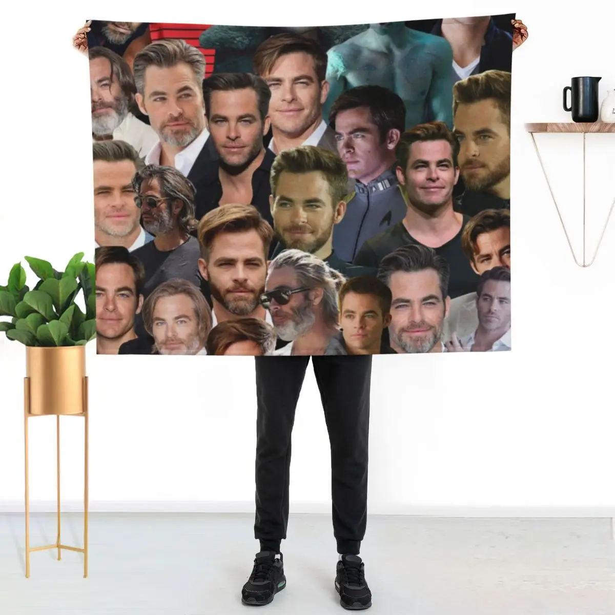chris pine photo collage Throw Blanket Large for babies Summer Soft Beds Warm Soft Plaid Blankets