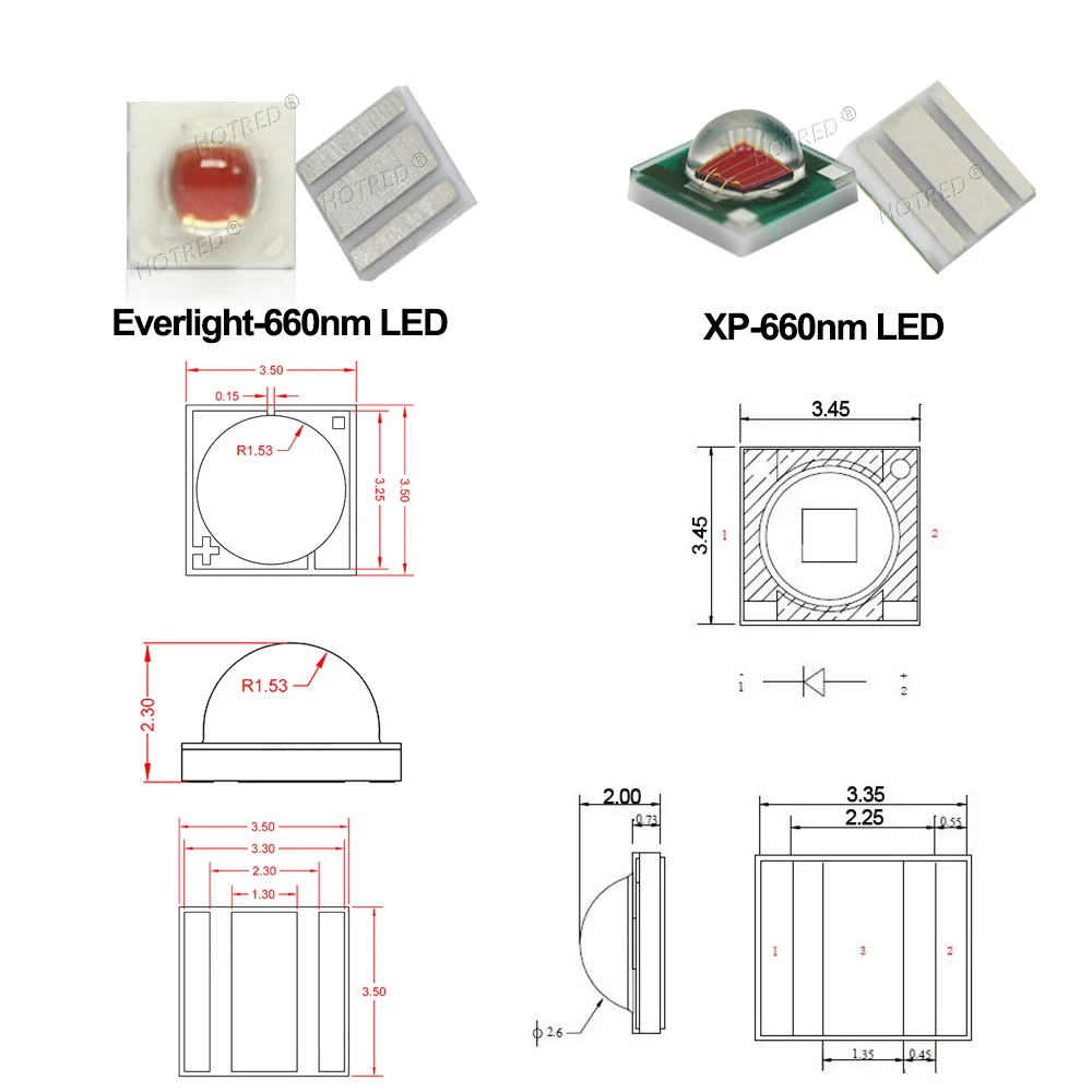 10PCS 3W 3535 660nm 680nm 700nm 730nm 850nm 940nm Deep Red IR Beads Plant Growth Lamp Beads Ceramic High Power LED Light Source image 3