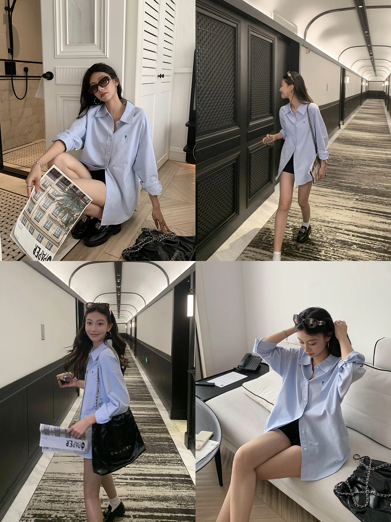 

Pusumede классический белый воротник свободный длинный све женская верхняя одежда из смеси хлопка удобная дышащая