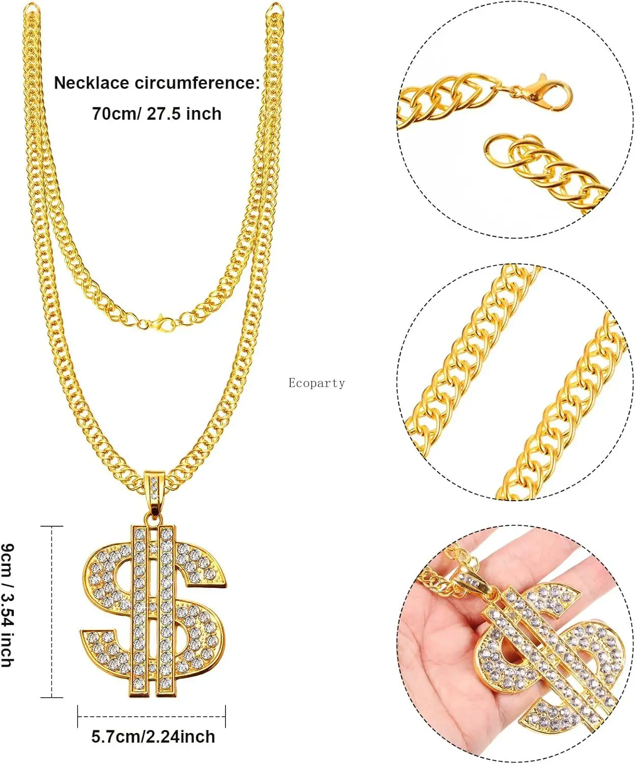 Halloween 6 Pcs 80s 90s Hip Hop Costume Outfit Kit Inflatable Radio Boombox Necklace Ring Sunglasses Hat Rapper Accessories set