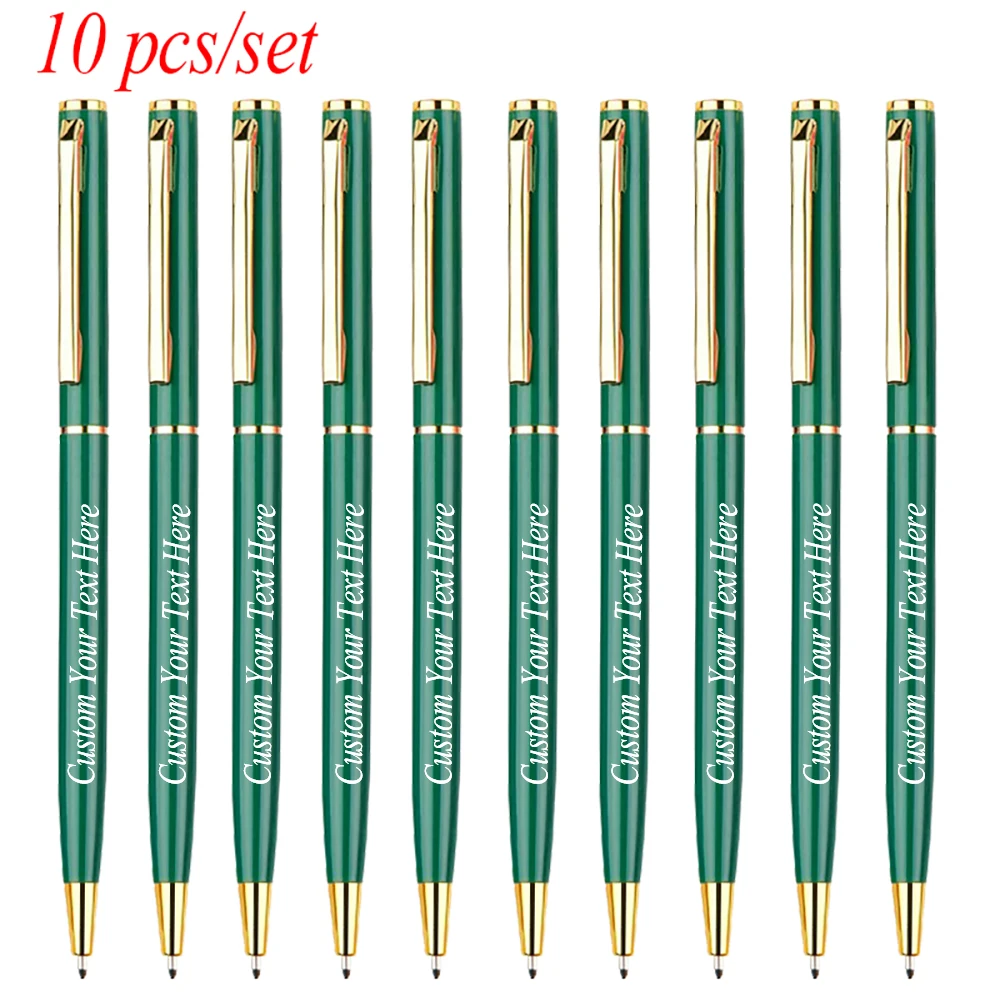 10 Pcs Custom Personalized Ballpoint Pen Stationery Gift Writing School Supplies Luxury Office Metal Students Office Teacher
