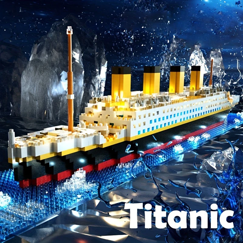 Simulation of Titanic High difficulty building block micro particle toy puzzle assembly cruise ship model children\'s gift