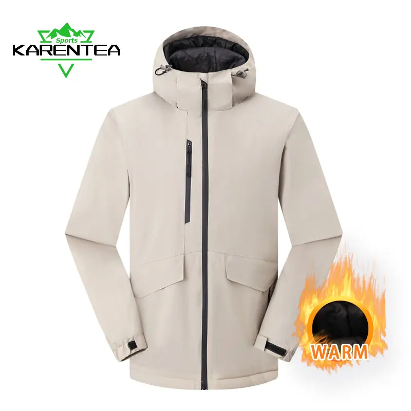 Hiking Jacket Men Waterproof Windbreaker Winter Warm Hooded Coats Man Camping Trekking Fishing Jackets Windproof Breathable Coat