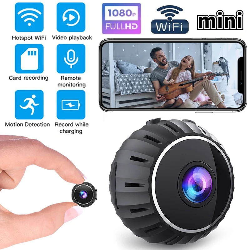 Mini caméra de sécurité intérieure WiFi HD 1080P, caméras corporelles, caméra nounou, caméra intelligente pour bébé, détection de mouvement, vision nocturne, maison