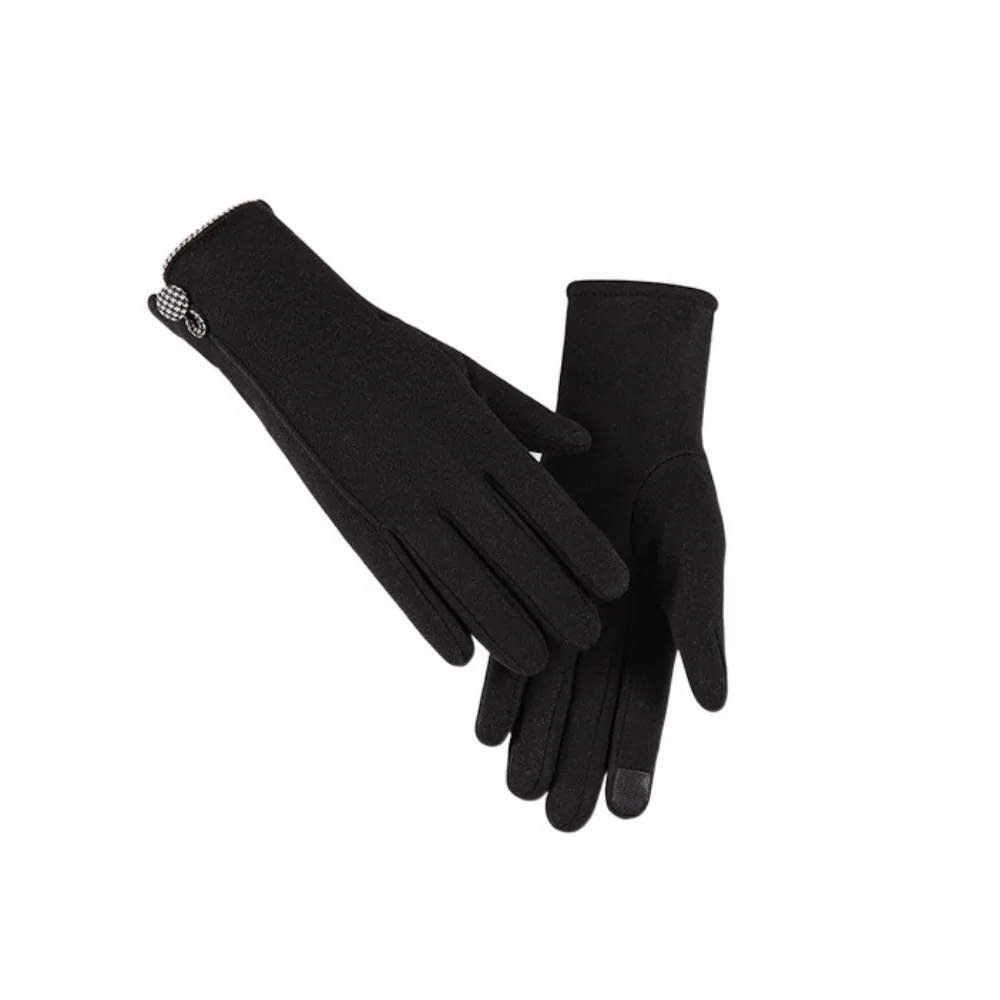 

Retro Solid Color Winter Velvet Gloves Keep Warm Touch Screen Gloves Korean Style Coldproof Women Mittens Winter
