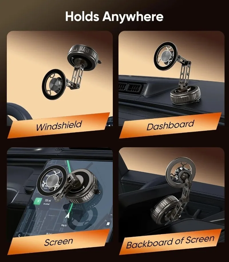 

Suction Cup Phone Mount For MagSafe Compatible iPhone Adjustable Arm Car Dashboard Windshield Holder with Rotation For Driving