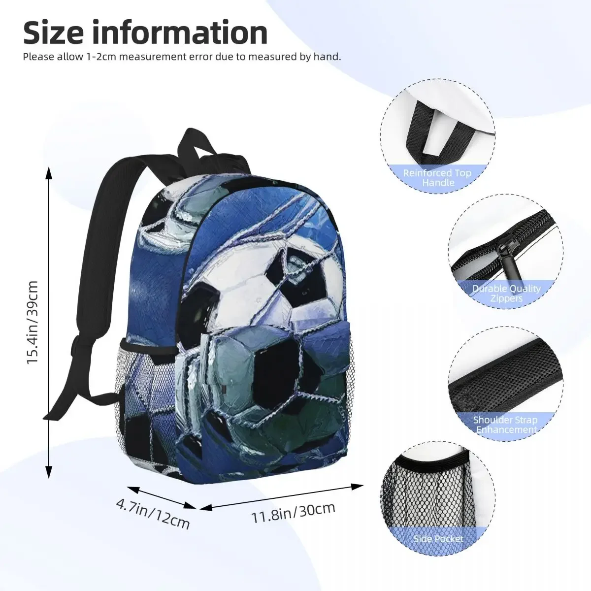 Football Watercolor Sport Art football soccer Backpacks Boys Girls Bookbag Casual Children School Bags Rucksack Shoulder Bag