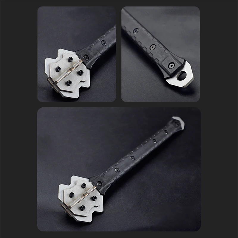 درع تكتيكي ثقب العظام زهرة خندق المطرقة فارس مقبض طويل ورقة الحديد المطرقة الدفاع عن النفس أداة الدفاع عن النفس #3