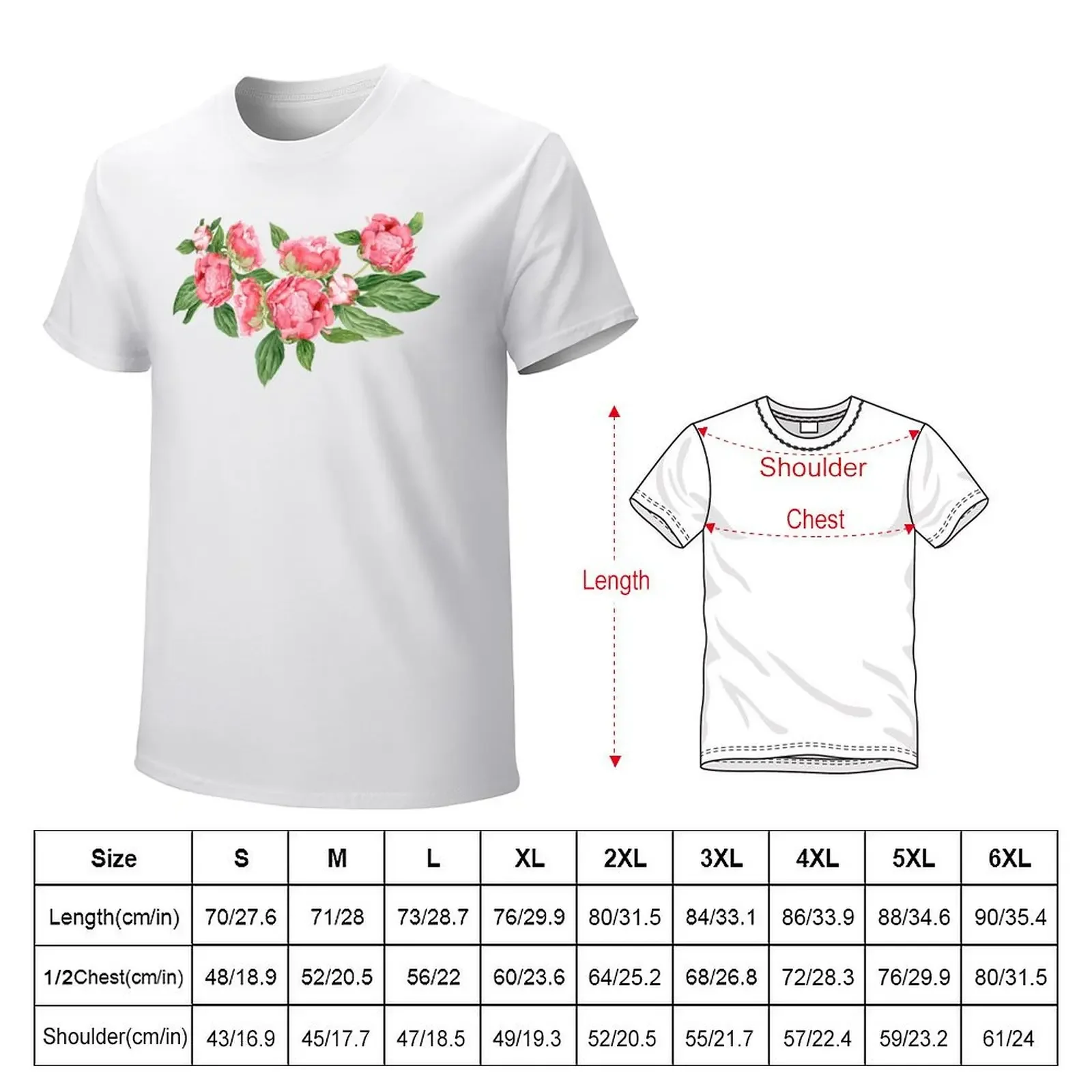 Watercolor Peonies T-shirt cute clothes cute tops summer tops blacks plain white t shirts men