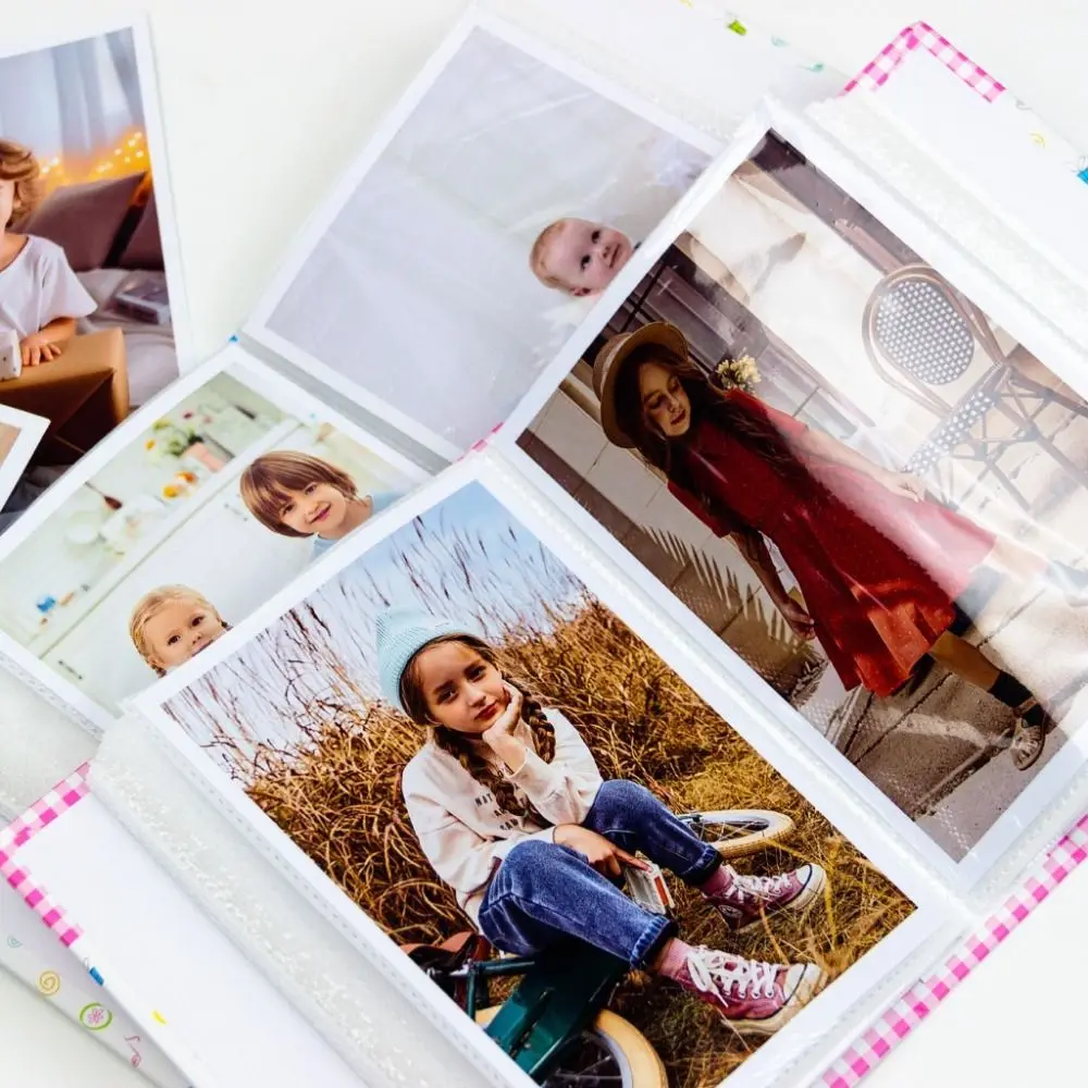 100 Pockets Photo Album 4x6 Photos DIY Writable Slip-in Picture Albums Linen Cover Small Scrapbook Album