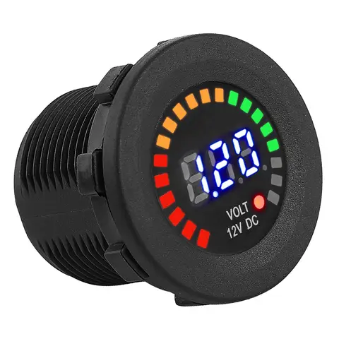 12 V Motorcycle Car LED Digital Display Voltmeter Waterproof Voltage Volt Meter Gauge Motorbikes Cars Boats ATV UTV camper