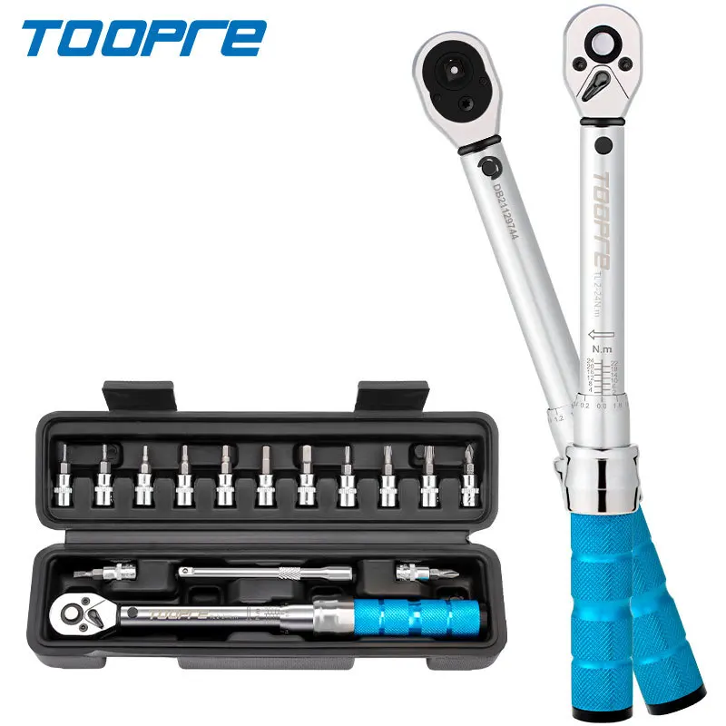 

TOOPRE Bike Multitool Torque Wrench Set 1/4" 2-24Nm Double Scale Bicycle Maintenance Tool Allen Key Combination Repair Kits