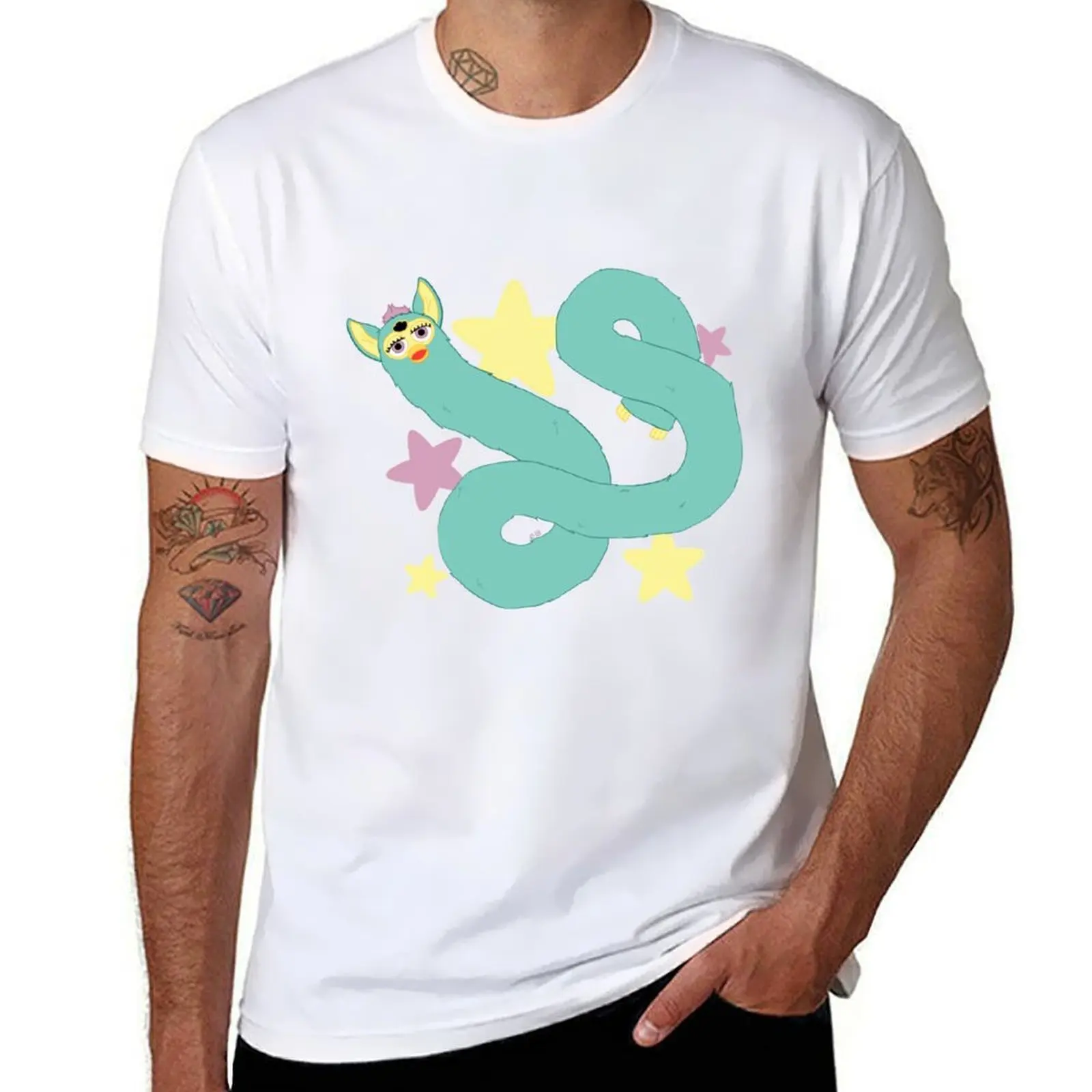 

Long furby with stars T-Shirt mens graphic t shirts t shirt man casual T-Shirt